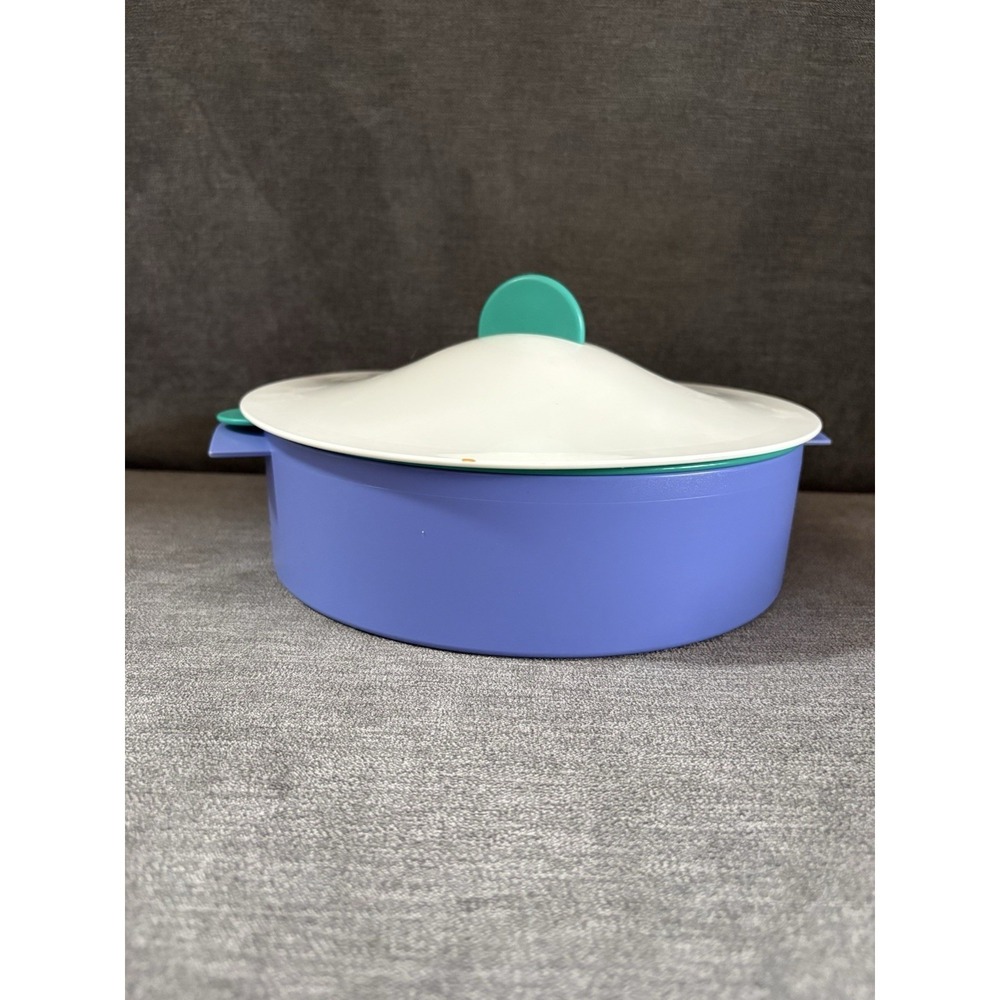 Tupperware Vintage 3-Piece Microwave Steamer Purple, White, And Teal‎ Colors.